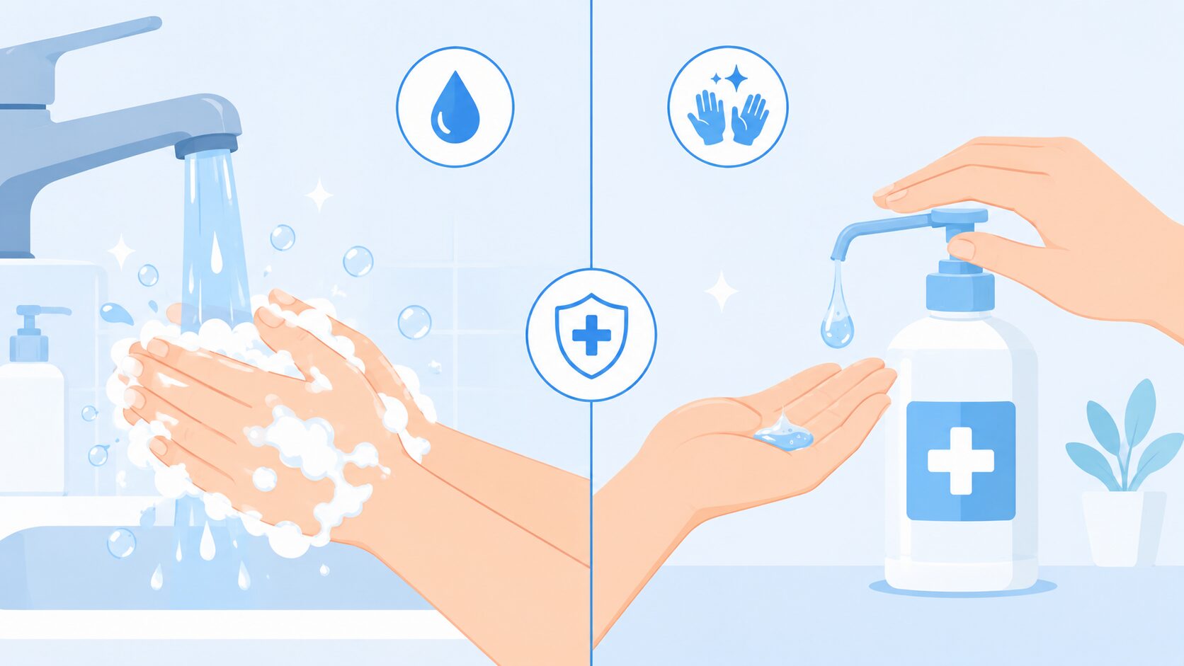 hand sanitizer vs handwashing correct usage